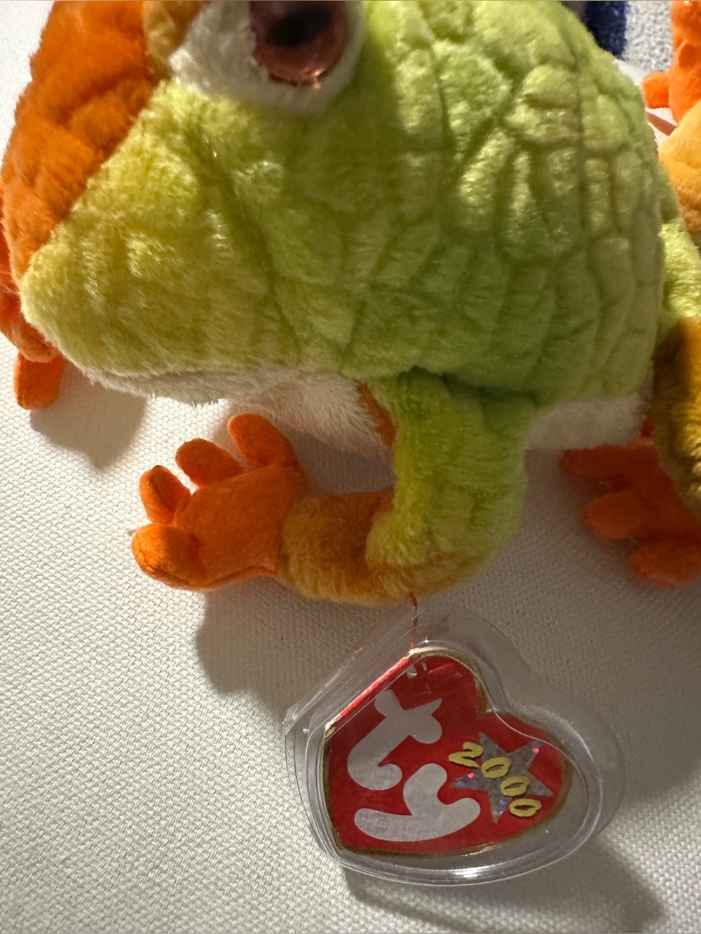 Ty Green and Orange Frog Plush with Heart Ty Tag